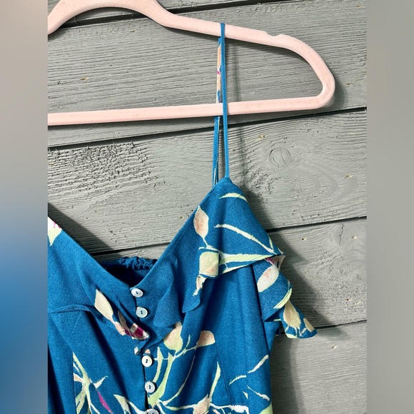 NWT Kimchi Blue Urban Outfitters La Playa Teal Floral Maxi Dress Sz 10 - Picture 6 of 15